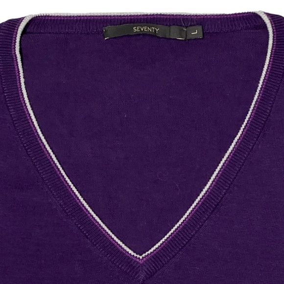 NWOT/NBW Seventy Venezia Men’s Purple lightweight V-Neck Sweater. - Picture 3 of 8